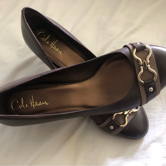 Cole Haan Shoes - Cole Haan Brown Leather Flats with Horsebit Detail